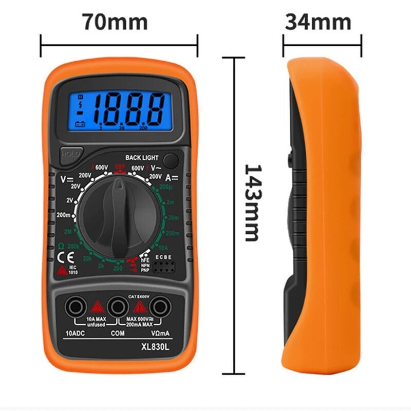 AC/DC Voltmètre Multimètre Diode Transistor Continuité sonore de mesure à domicile Volt Ohm mètre Ampèremètre numérique Ohmmètre pour électricien - 2