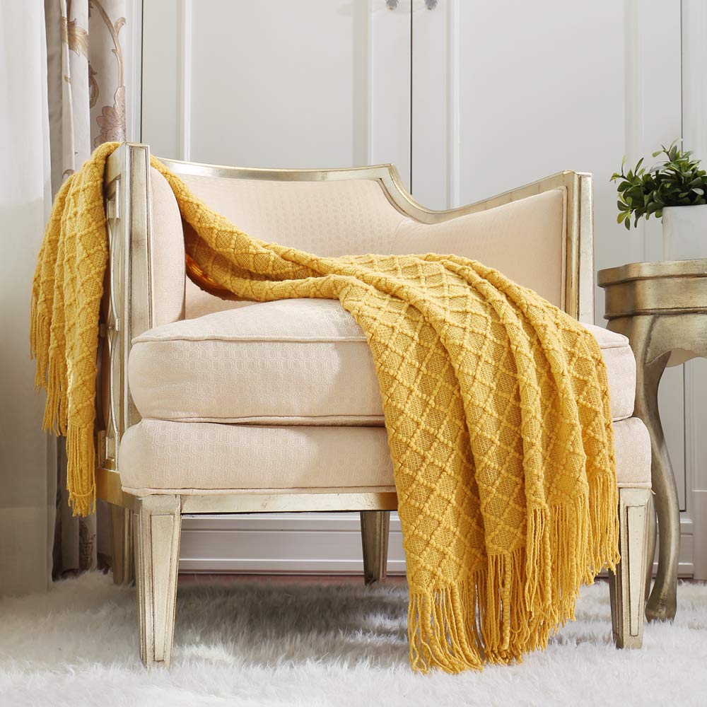 BATTILO HOME Coperta lavorata a maglia con nappe morbida e accogliente coperta decorativa afghana per divano BATTILO HOME Coperta lavorata a maglia con nappe morbida e accogliente coperta decorativa afghana per divano