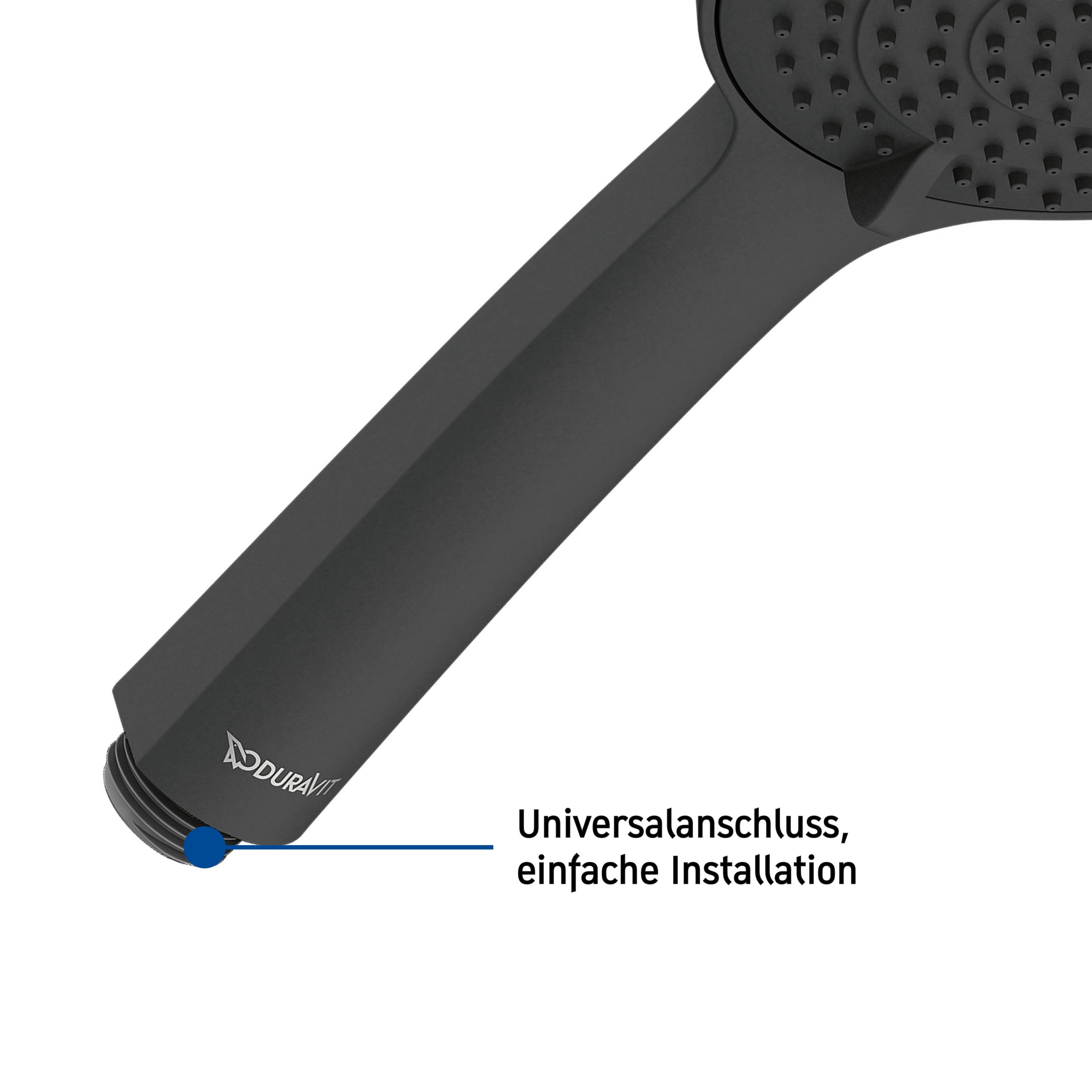 DURAVIT - Set Coluna de duche em metal Calha de duche com mangueira flexível de 1,6 m e chuveiro de mão cromado - 70x2x7cm - Preto mate - 5