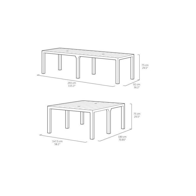 Tavolo Da Pranzo Per Esterno A Doppia Configurazione 3 Metri Julie Double Keter Grafite - 4