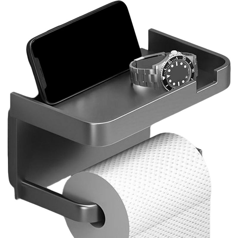 Uchwyt na papier toaletowy, dozownik ręczników papierowych w rolce, organizer łazienkowy z uchwytem na telefon, szary, 7,09 x 4,41 cala