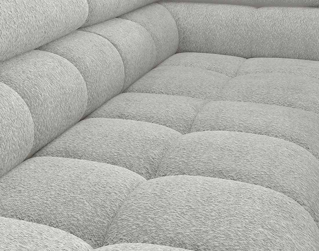 Canapé d'angle droit convertible 5 places en tissu bouclette gris clair - ELISA - Best Mobilier - 6