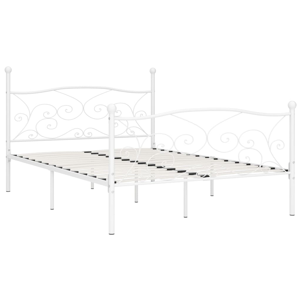 Łóżko Metalowe Białe Rama Łóżka Ze Stelażem DO Pokoju Sypialni 120x200cm