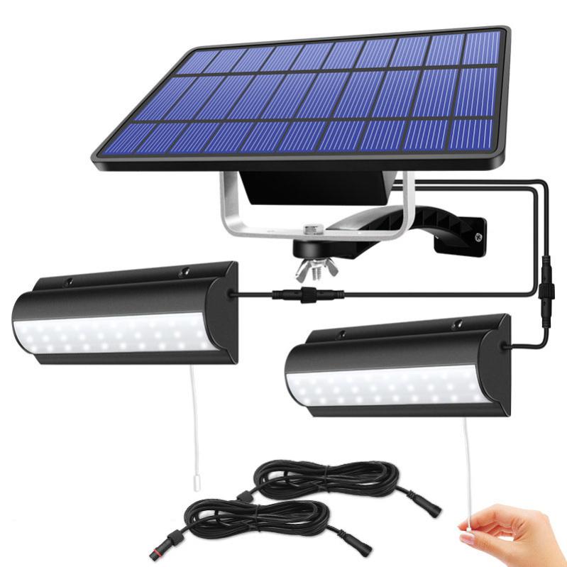 60LED Zewnętrzna lampa solarna wodoodporna automatyczne zawieszenie czujnik przełącznik Podwójna głowica lampa ogrodowa do ogrodu podwórza, biała