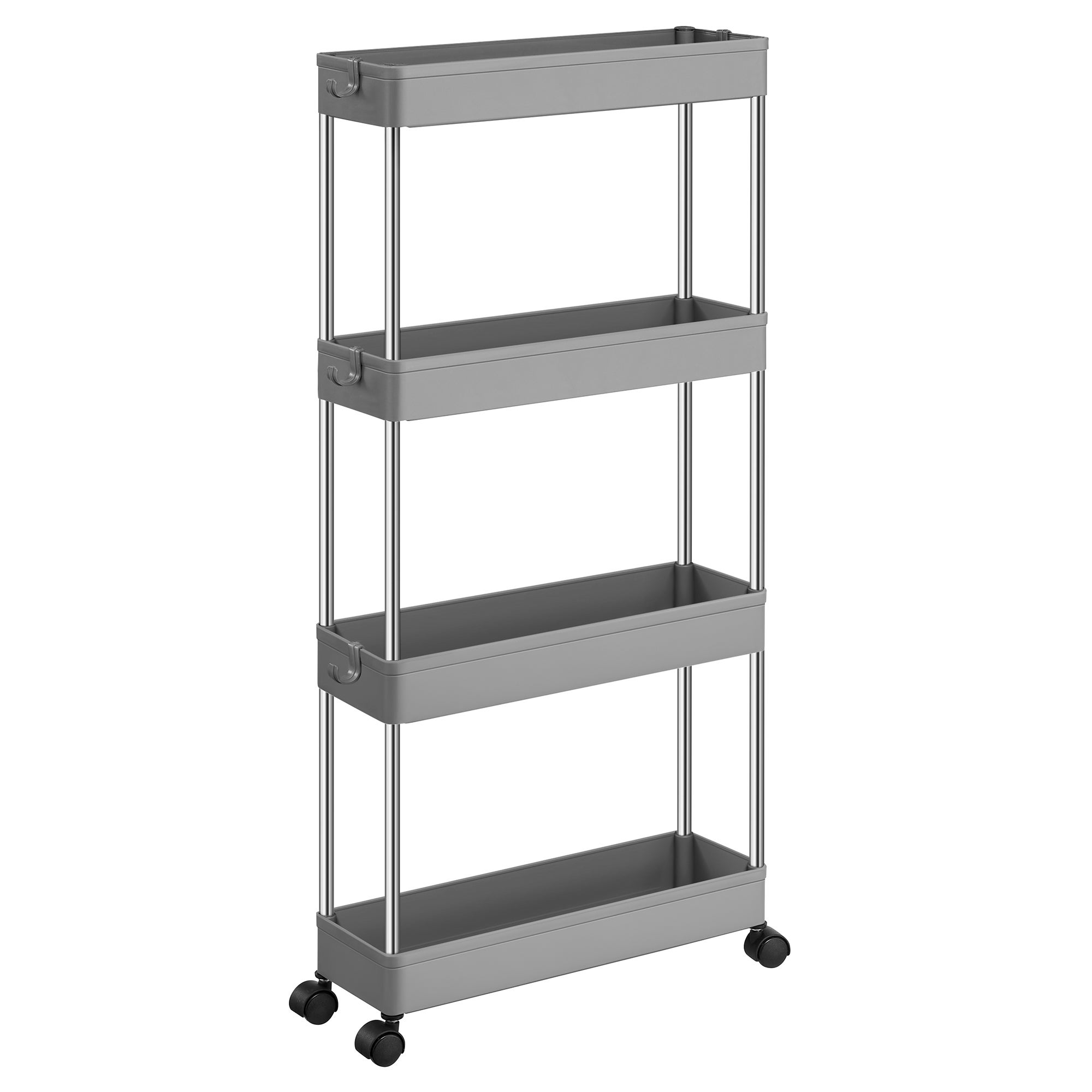 LEHOM Carrello Portaoggetti Sottile 4 Ripiani - Scaffale Stretto Da 18 Cm Per Bagno, Cucina E Lavanderia (Verde)