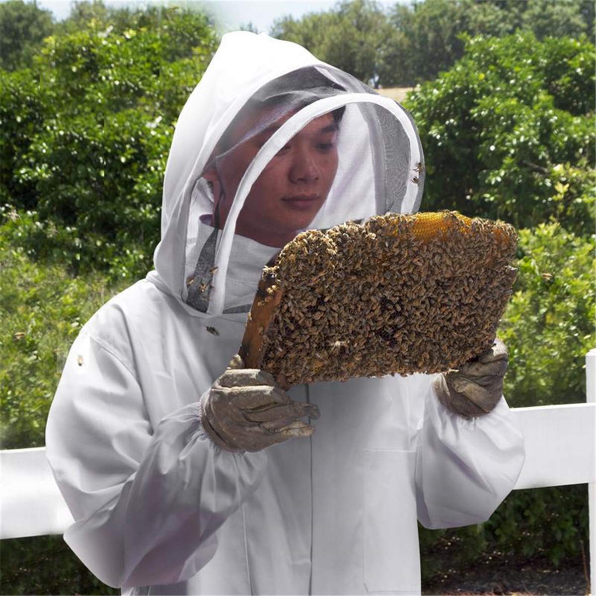 Ensemble Professionnel D'Outils En Coton Apicole Apicole Pour Le Corps Entier Avec Capuche En Voile - L - 4