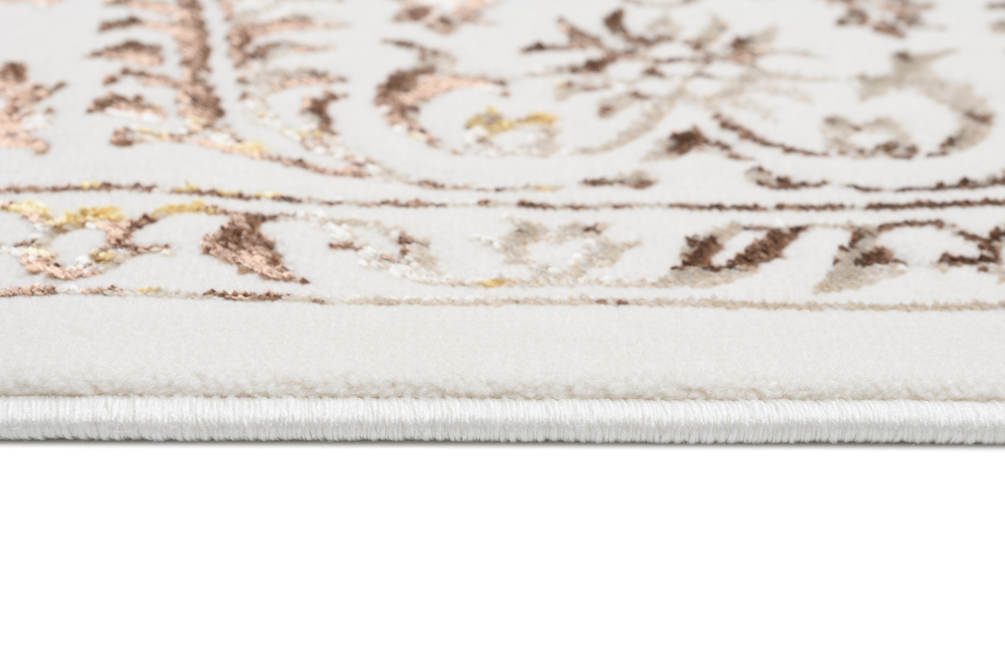 TAPISO Golden Tapis de Salon Moderne Vintage Crème Or Marron Beige Motif Ornamental Floral Bordure Doux Poil Court 160 x 230 cm - 5