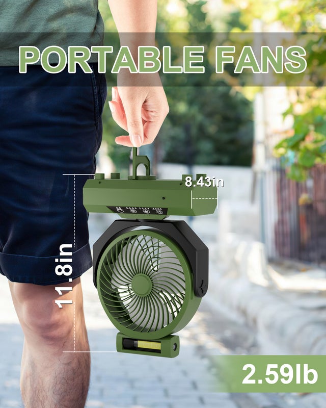 Ventilatore Da Campeggio Ricaricabile 20000mAh - Con Lanterna LED - Regolabile 270° - Silenzioso - copertina