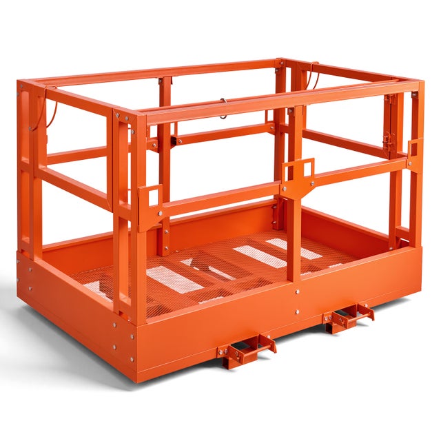 Gaiola de segurança VEVOR para empilhadores telescópicos e elevadores, 1817 x 1220 mm, plataforma de trabalho com piso em grelha