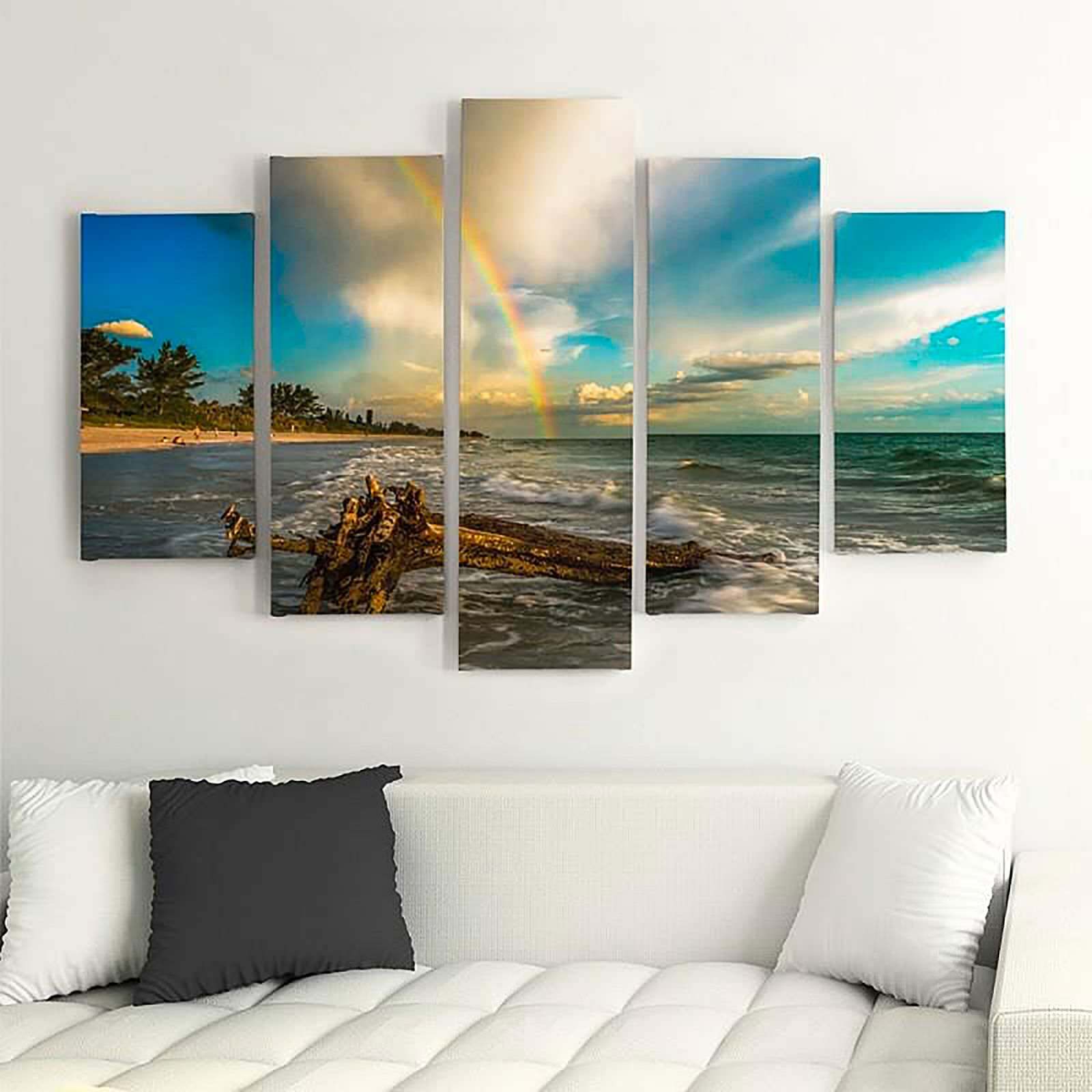 Tableau arc en ciel au dessus de la plage - 150 x 100 cm - 3