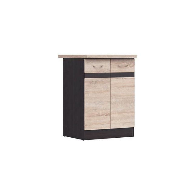 JUNONA Meuble bas de cuisine 60 cm - 2 Portes - Plan de travail - Chene sonoma