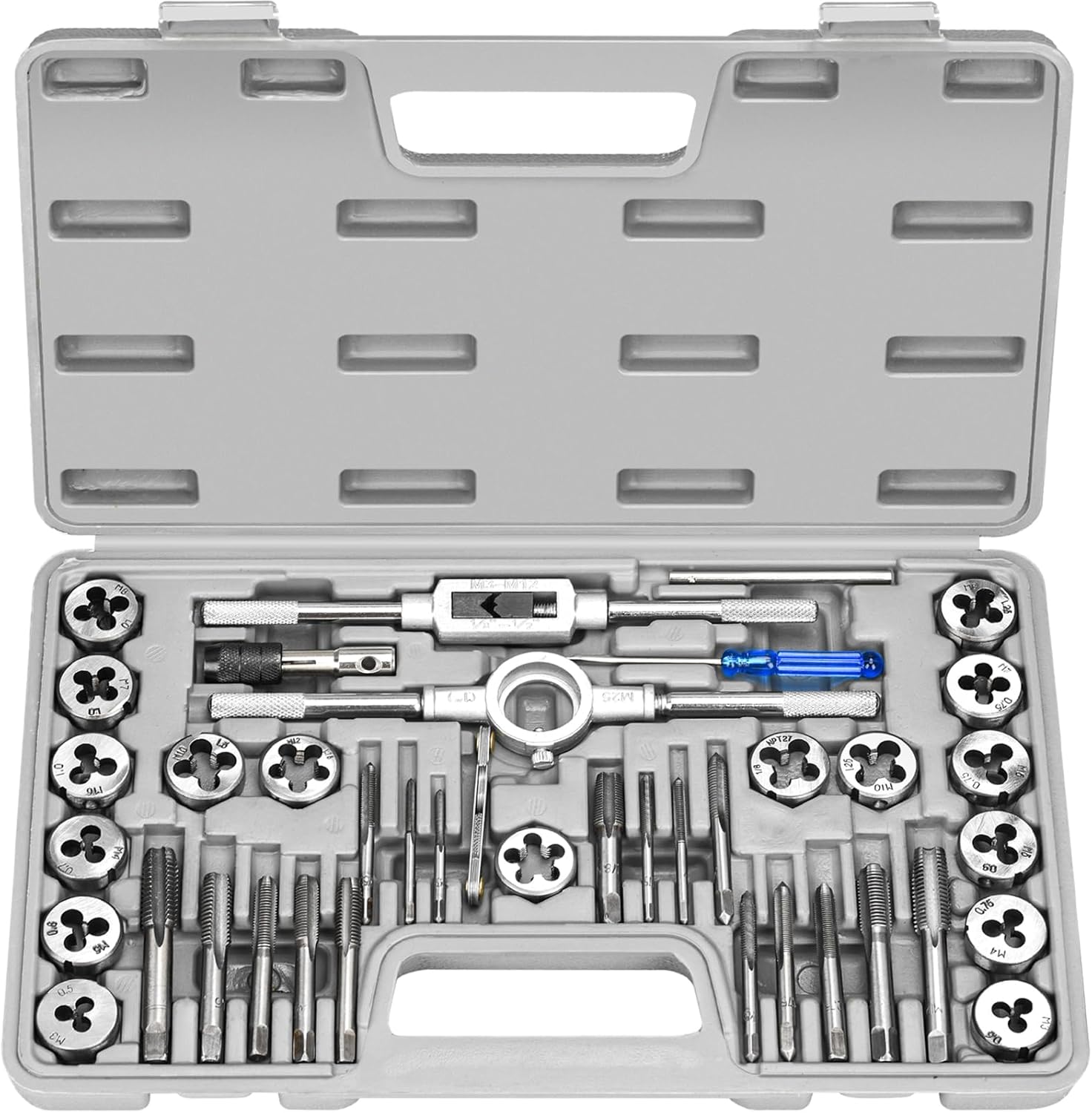 Mcboson  Juego De 40 Machos De Roscar Y Terrajas Métricas M3-M12, Con Llaves Para Roscar En Acero De Rodamientos , Leroy Merlin