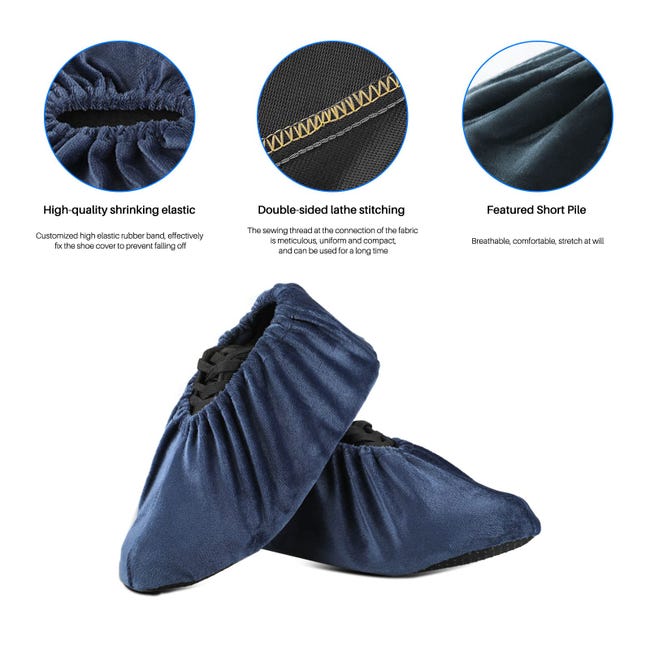 6 Paires Surchaussures Lavable Couvre-Chaussure Anti Glisse Réutilisables Antidérapant Surchausson avec Flanelle Pantoufle pour Protection de Sol - 7