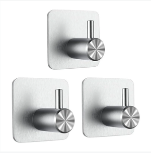 3 Ganci Adesivi Senza Trapano – Attaccapanni Per Parete, Doccia E Porta, In ABS, 4,5x5,5 Cm, Rimovibili E Riutilizzabili