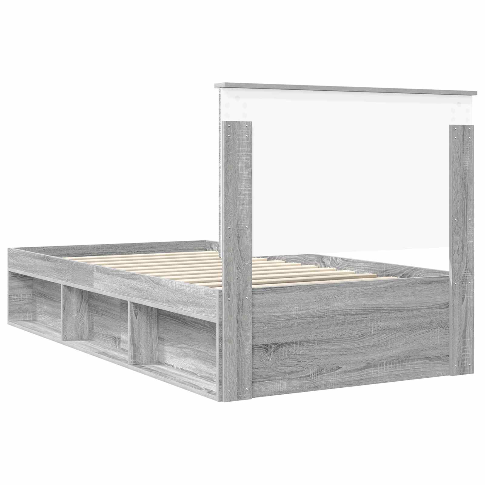 Cadre de lit gris 100 x 200 cm en bois de pin massif - 9
