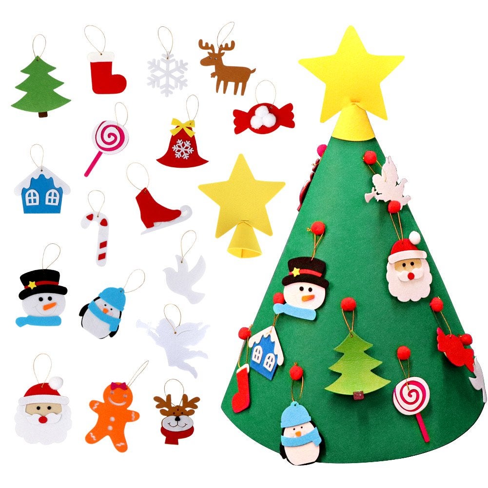 Albero Di Natale In Feltro Fai Da Te Con 34 Ornamenti Staccabili Decorazione Artigianale Natalizia Per Bambini 93208178