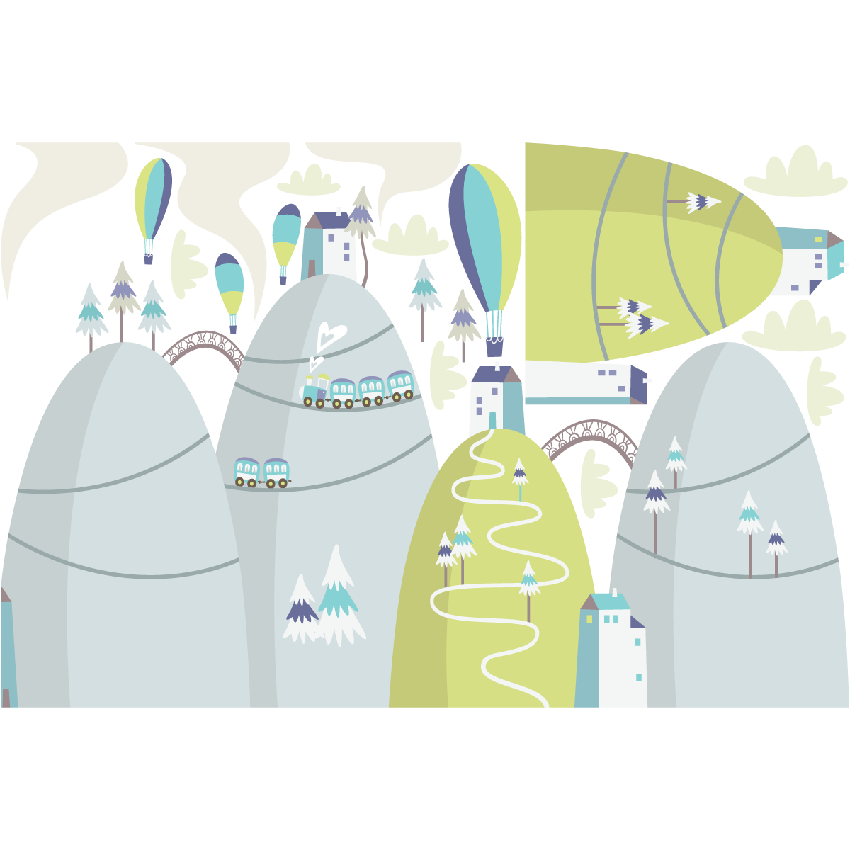 Adesivo mongolfiere mozzafiato delle montagne scandinave - Sticker adesivo - adesivi murali - 100x150cm - 2