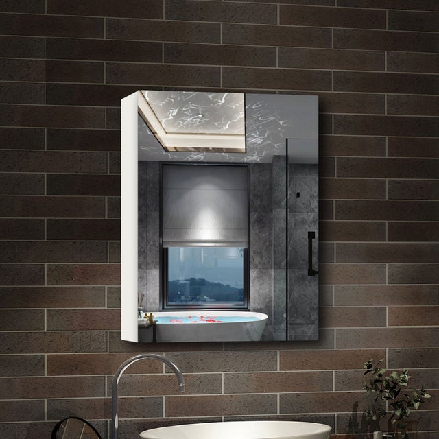 AICA Armoire de Toilette Mural avec Miroir et Rangement - Moderne, Anthracite, 60x70 cm