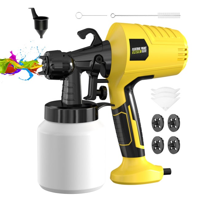 Pulverizador de tinta, pistola elétrica de alta pressão HVLP de 500 W com 4 bicos, 3 modos de fluxo ajustáveis ​​para parede, jardim, cerca