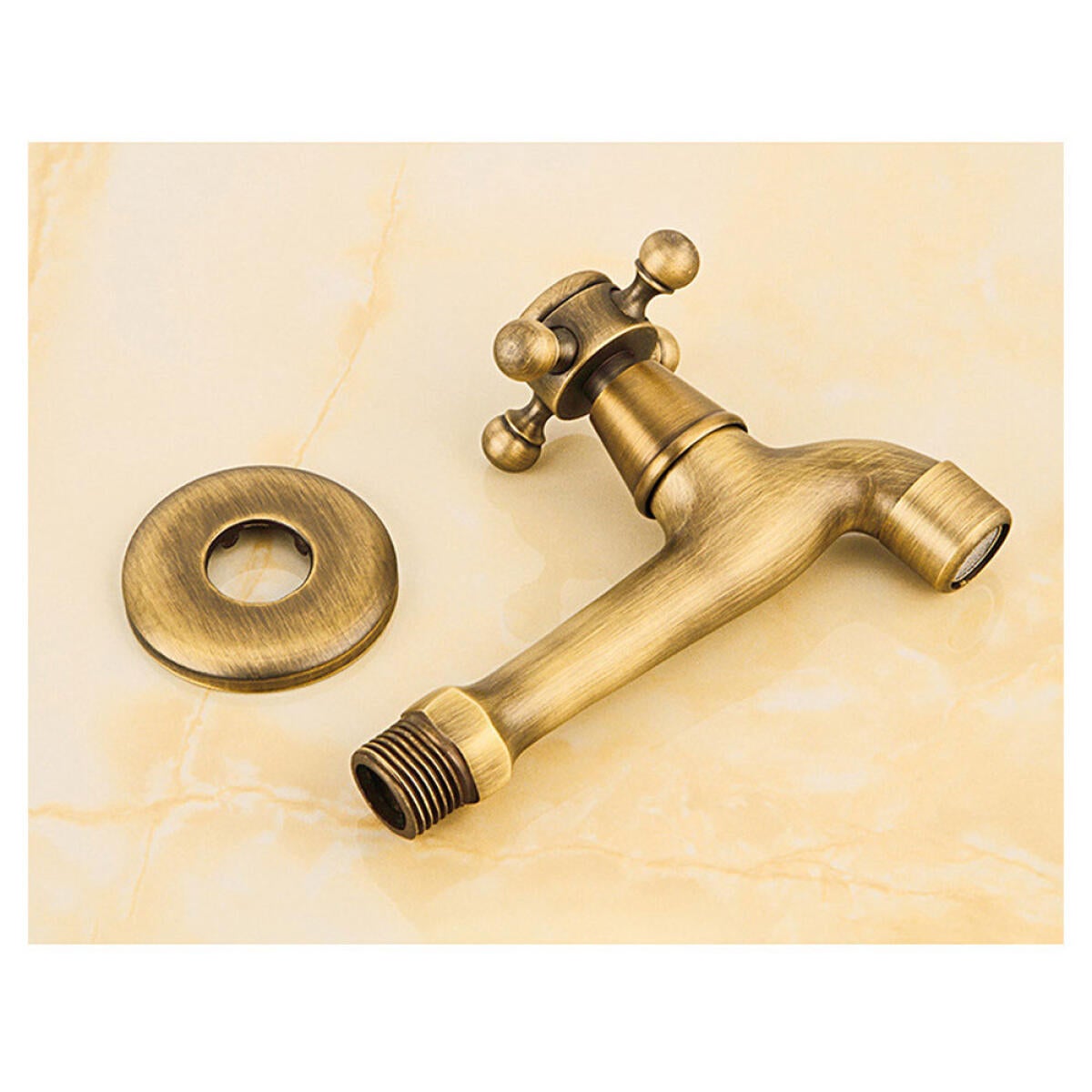 Rubinetto da bagno vintage in ottone da parete, rubinetto lungo, adatto per lavandini con acqua fredda, terrazze e bagni con doccia. - 3