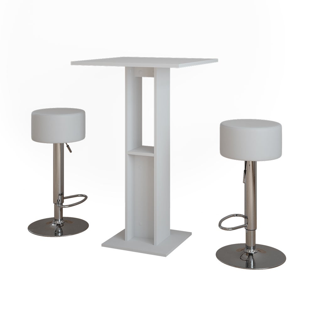 Vicco Zestaw stołu barowego Repose, Biały, 65 x 65 cm z 2 stołkami barowymi