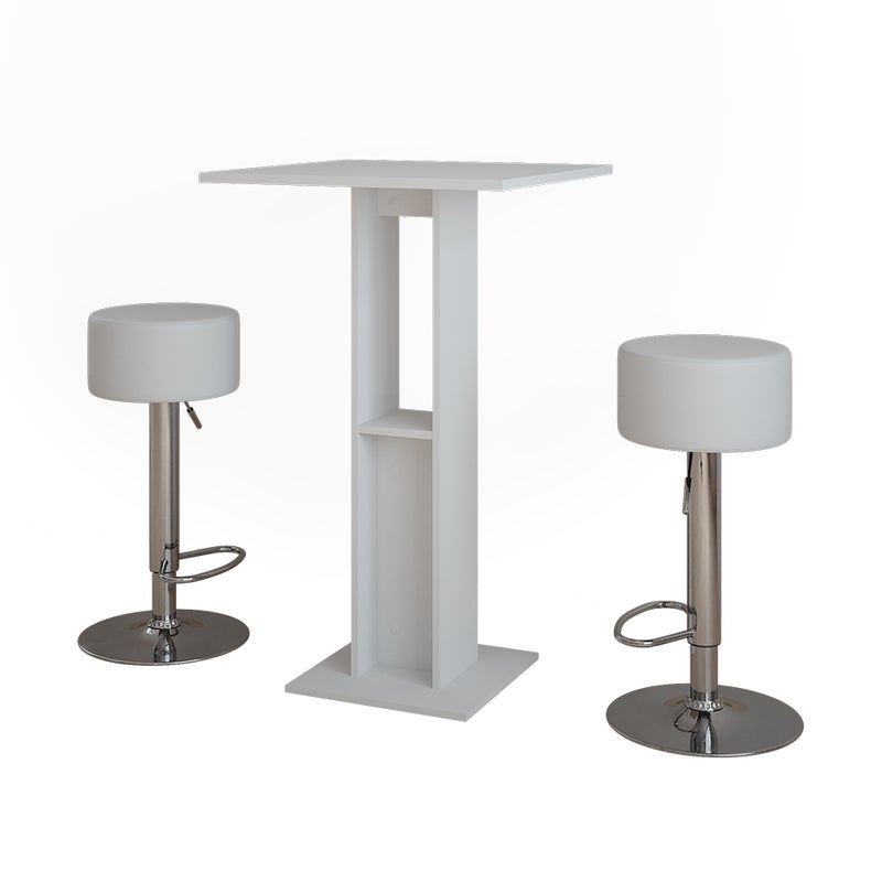 Vicco Zestaw stołu barowego Repose, Biały, 65 x 65 cm z 2 stołkami barowymi