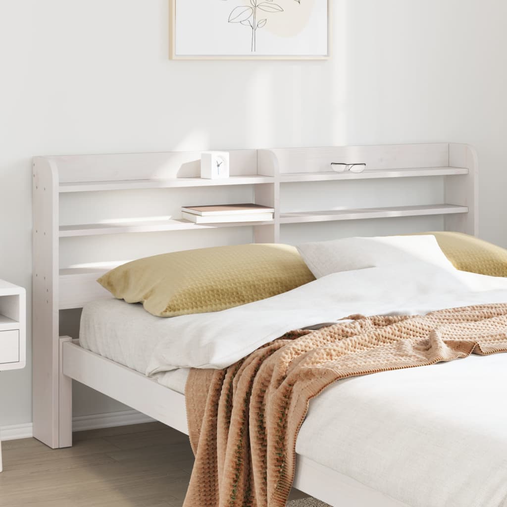 Tête De Lit Avec Étages En Pin Massif Blanc 90 Cm - Rangement Intégré, Sur Pied - 7