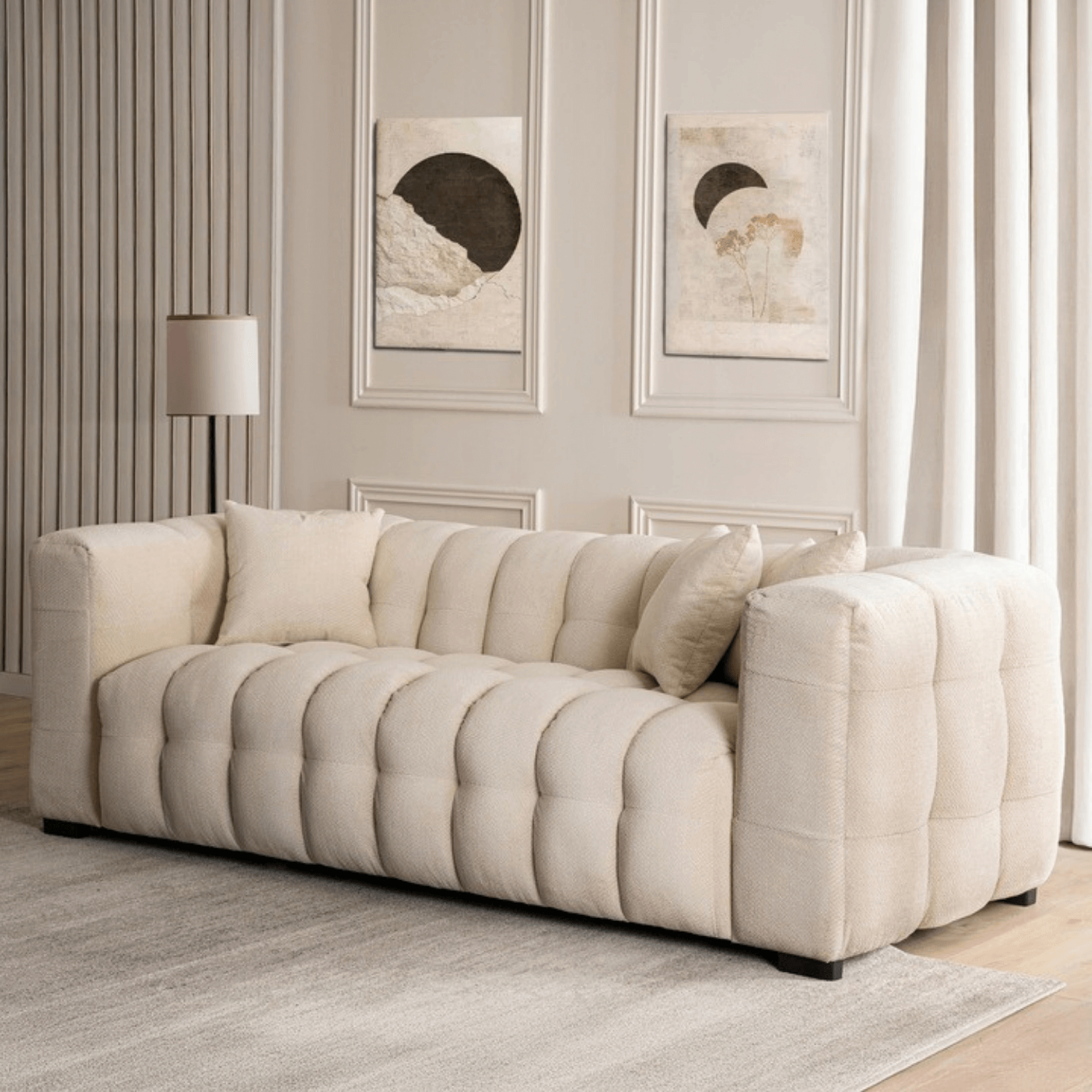 Kanapa Sofa Glamour 3 Osobowa Do Salonu Wygodna Kremowa MODERNO 3S - 2