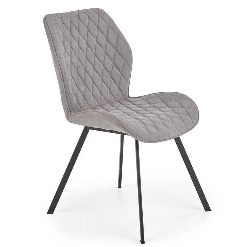 Silla de comedor de tela gris con patas de acero negro pilot
