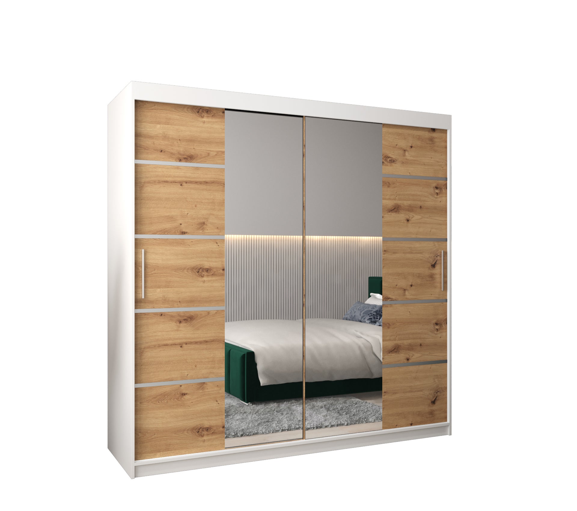 Szafa przesuwna garderoba Verona 4 200 x 62 x 200 cm Biały + Artisan - Abiks Meble