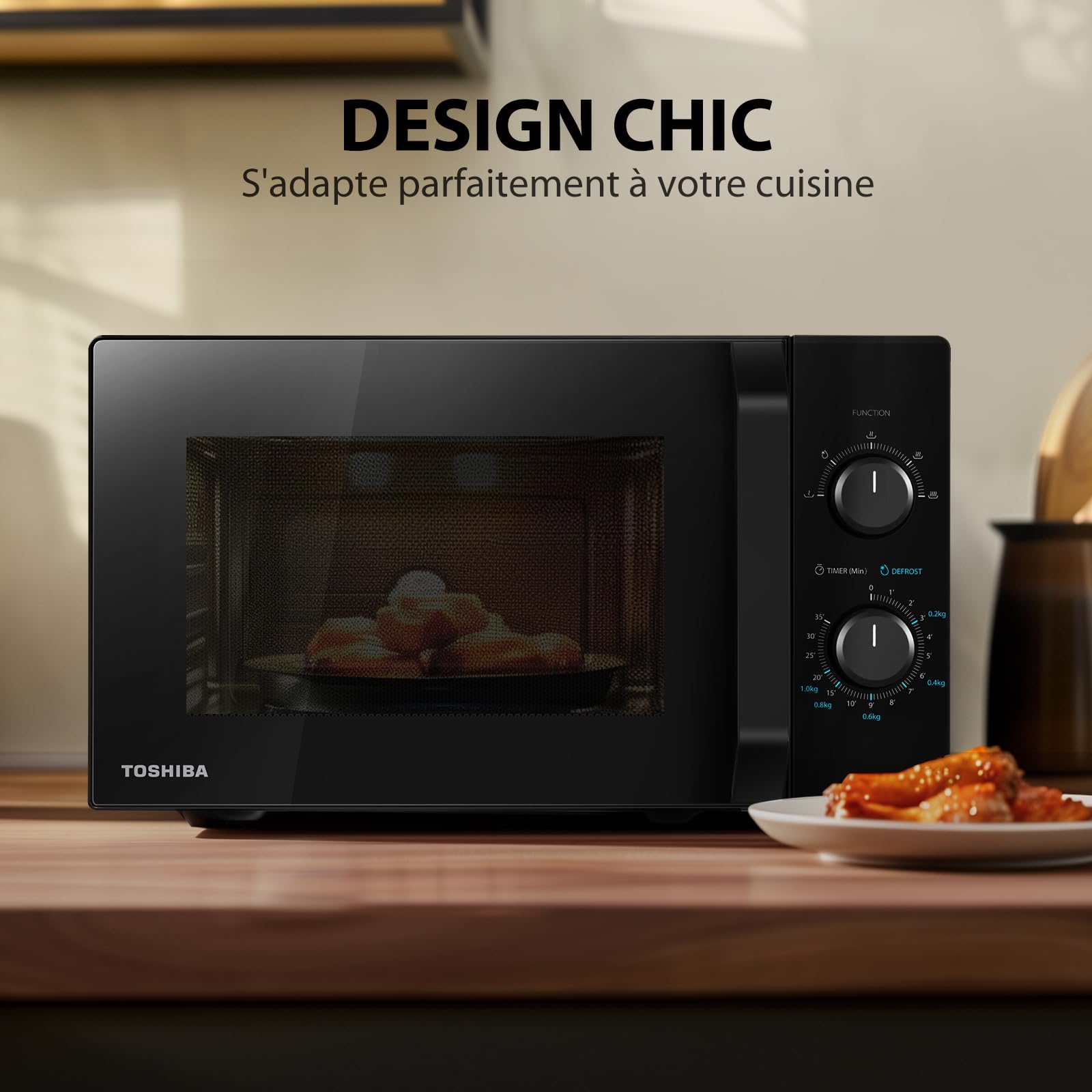 Micro-ondes pose libre - TOSHIBA - MW2-MM20P(BK) - Noir - 20L - 800W - 9