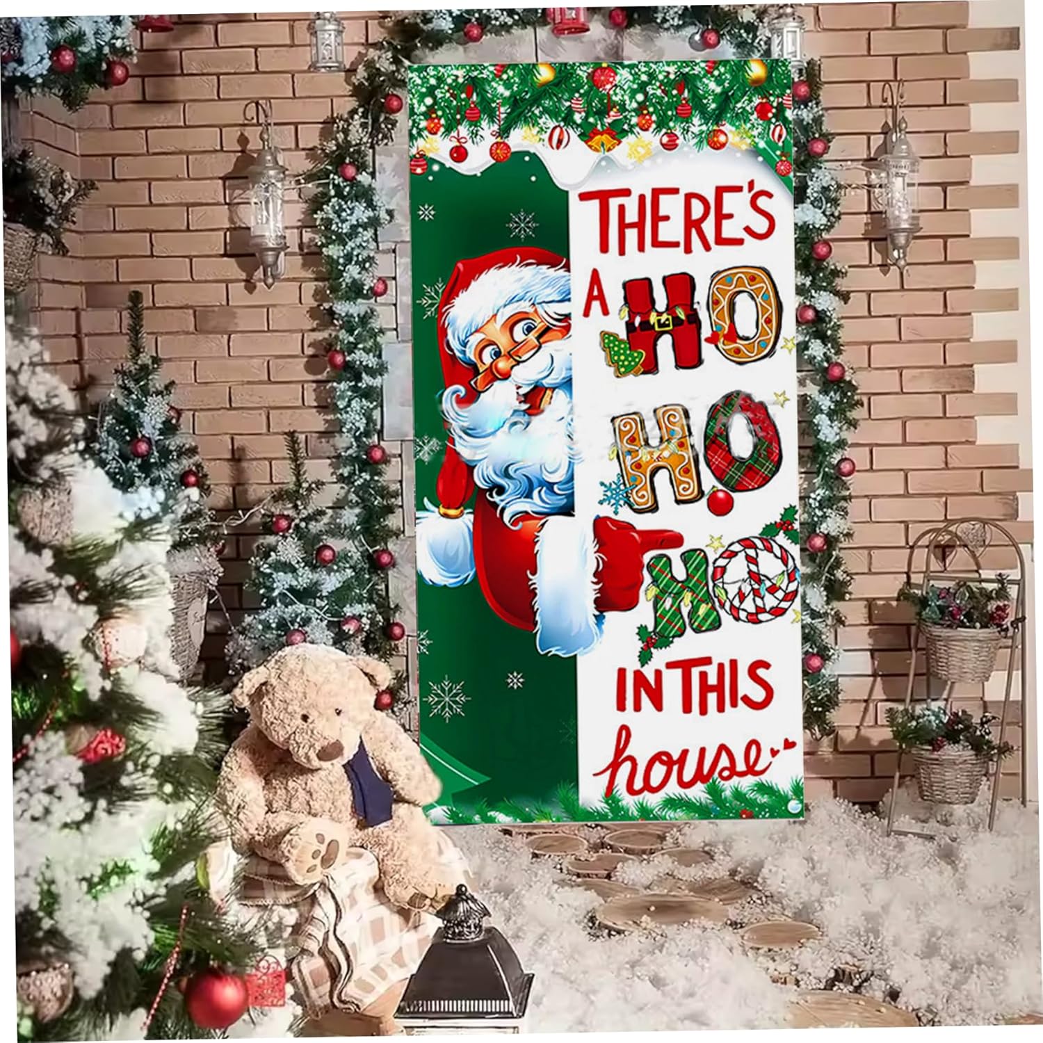 Cubierta navideña para puerta, banderín navideño para puerta de 90 x 200 cm - 3