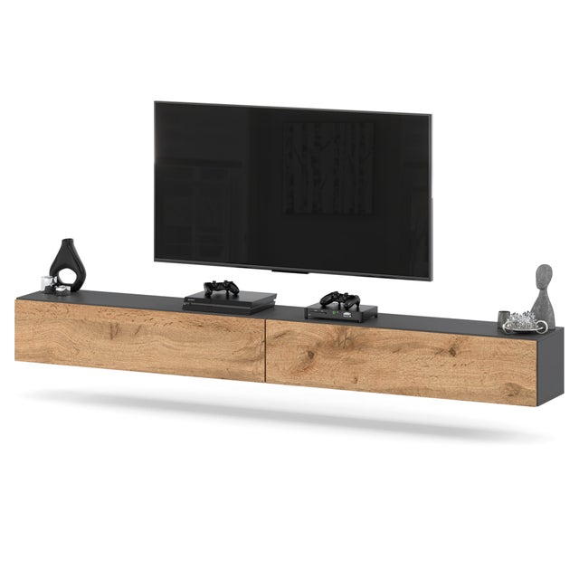 Szafka rtv wisząca 280cm loft pojemna pod telewizor salon szary dąb wotan