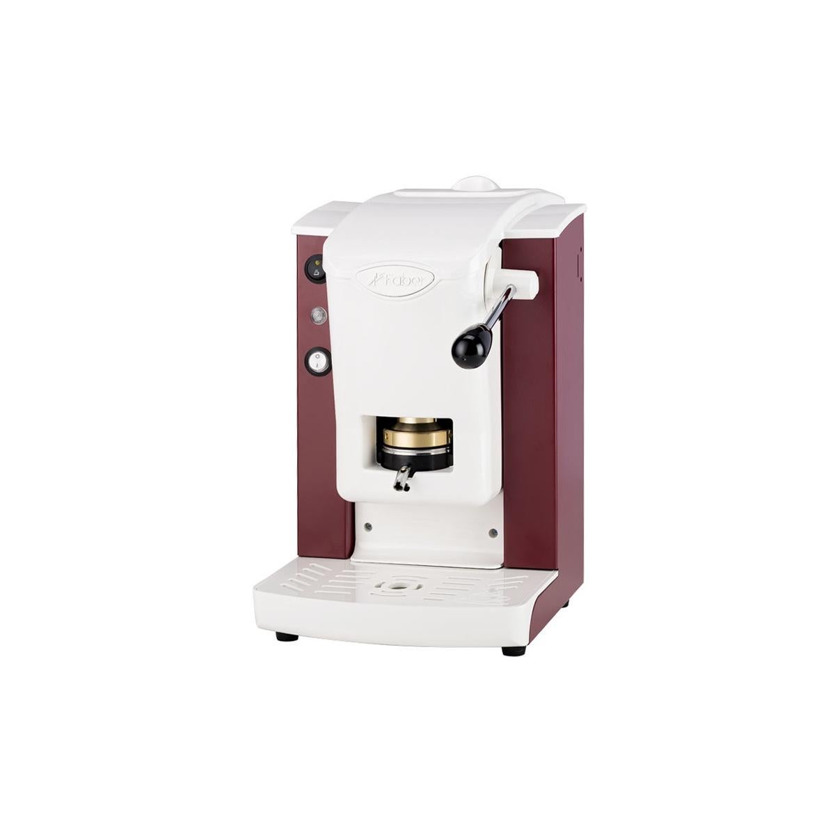 Faber slot plast basic - cafetera con prensa monodosis de latón - estructura de metal burdeos y frontal de policarbonato blanco