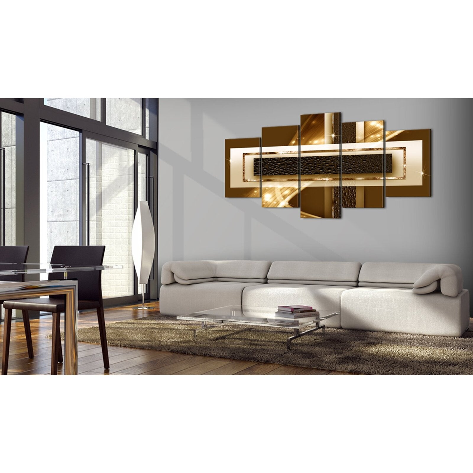 Tableau rayure dorée - 100 x 50 cm - 2