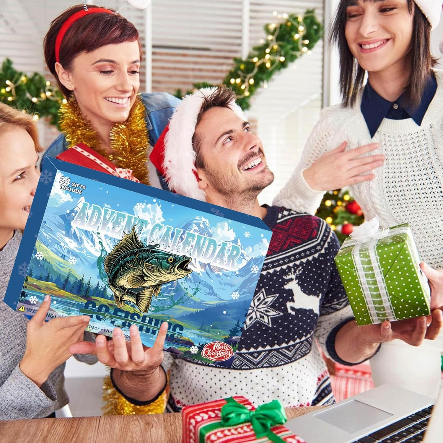 Świąteczny kalendarz adwentowy, Zestaw wędkarski 24 w 1 z narzędziami i przynętami, świąteczny kalendarz odliczający czas, prezent świąteczny - 6