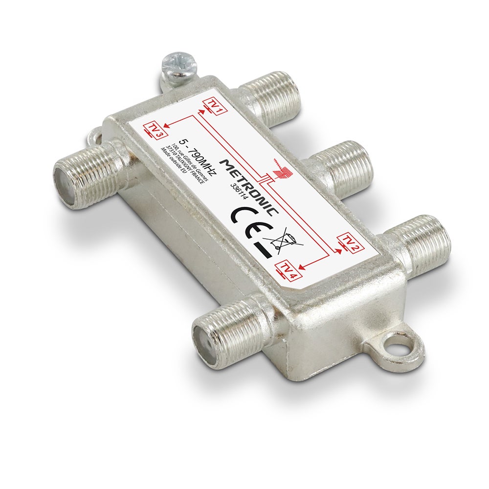 Répartiteur TV 4 sorties à fiche F blindé métal - 2