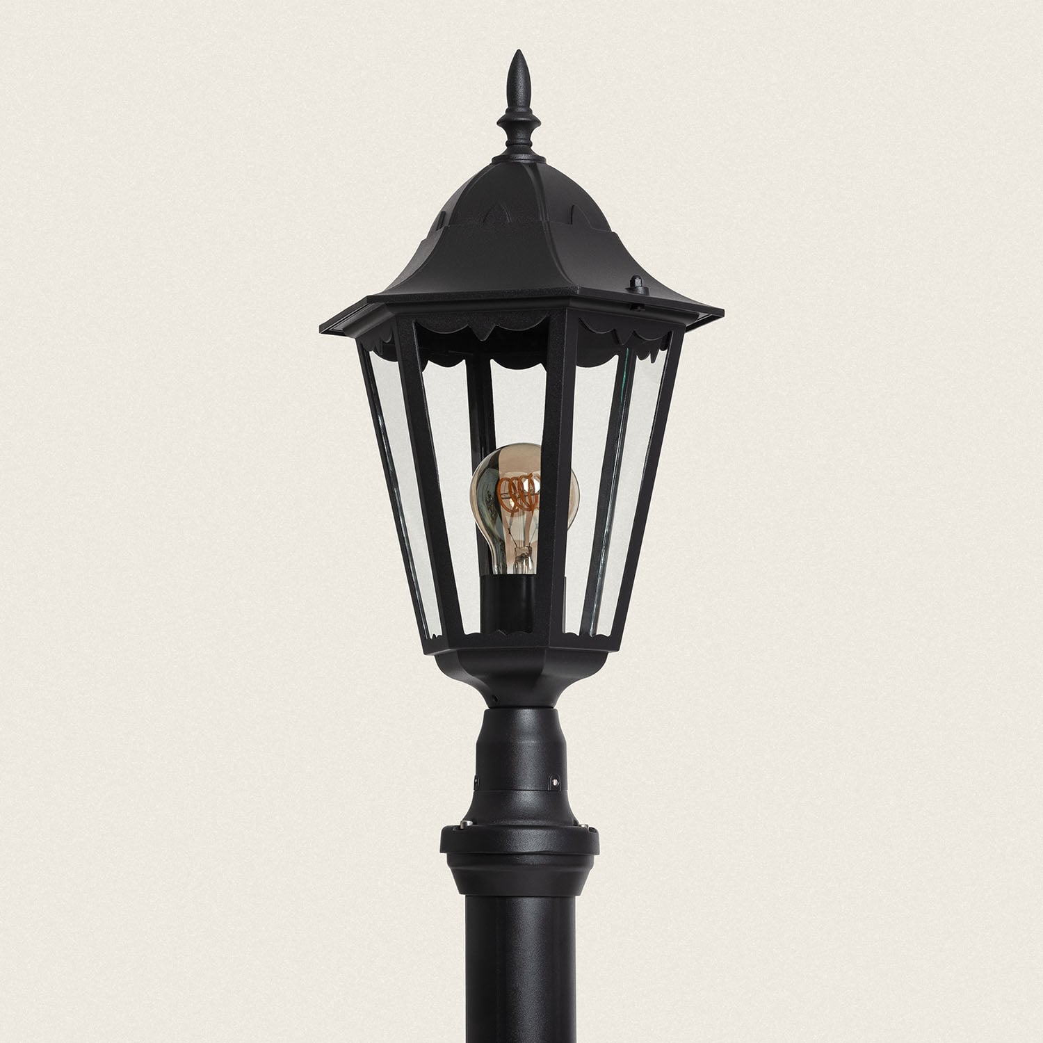 Lampadaire Extérieur en Saillie sur Pied 185 cm Black Traditional , Noir, Aluminium,Verre, E27, IP44 - 2