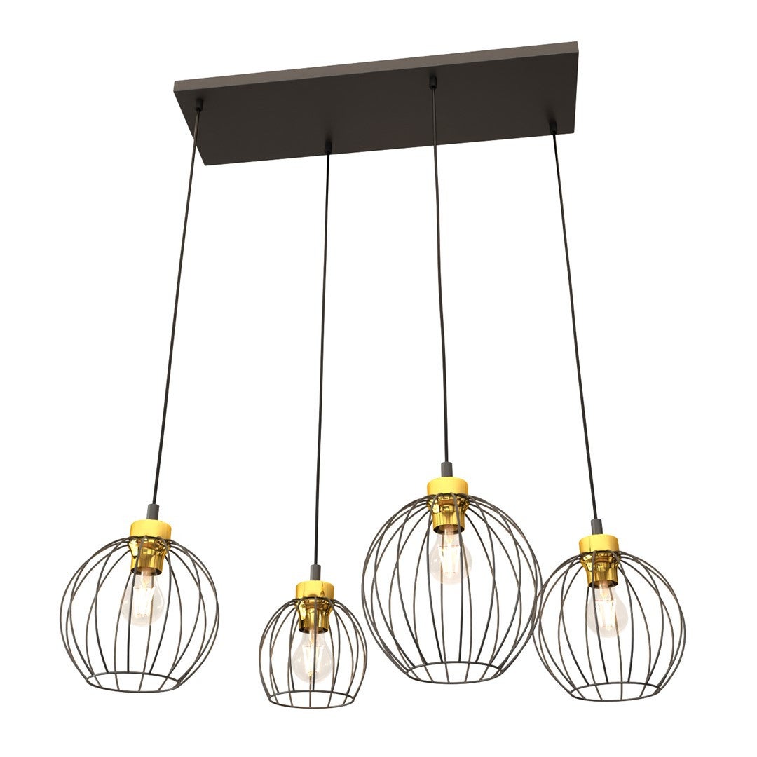 Lampa wisząca Nando czarno-złota 4xE27x15W wym: 140 x 83 x 24 cm metal Emibig