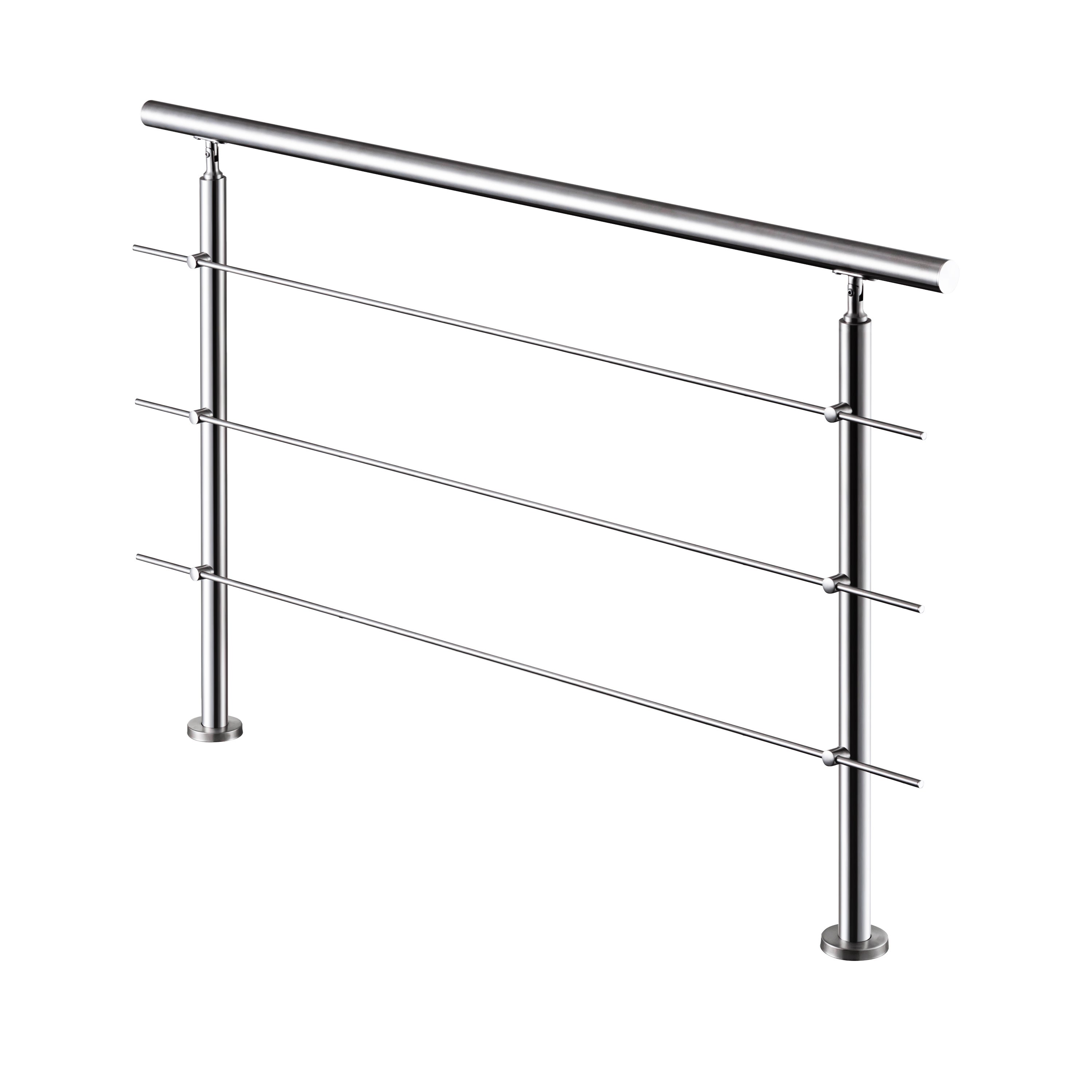 Garde-corps avec main courante, 120cm, en acier inoxydable 304, garde-corps avec 3 traverses, pour intérieur et extérieur - 2