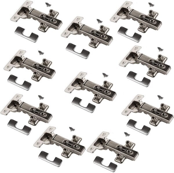 Set de 10 balamale cu închidere silențioasă și opritor de colț, balamale pentru mobilă cu plăci de montare și șuruburi 10buc