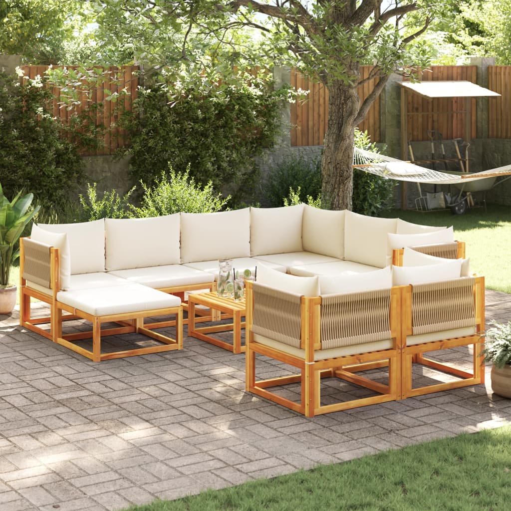 Ensemble Salon De Jardin 3 Pièces En Bois D'acacia VidaXL - Table Et 2 Chaises, Style Rustique Pour Extérieur - 8