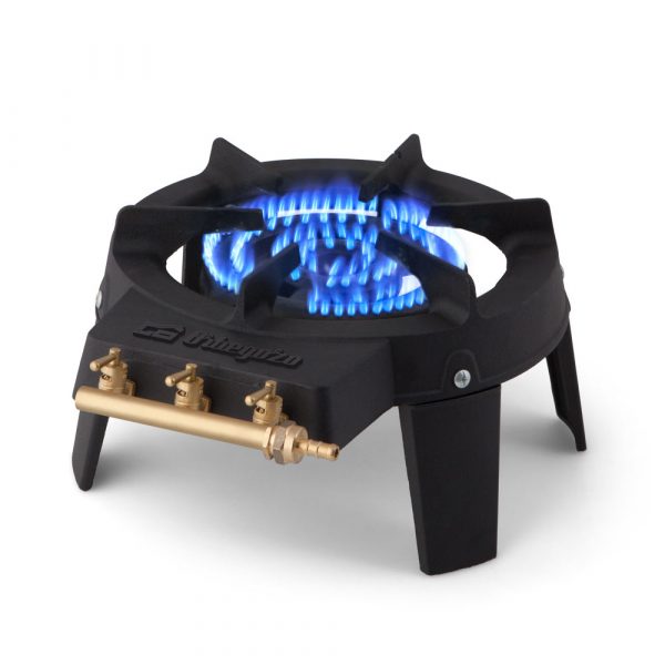 Hornillo de gas de hierro fundido Orbegozo FO 6400 de 7kW, doble quemador de cuádruple corona, 3 zonas de control y quemador de 18cm para exterior - 2