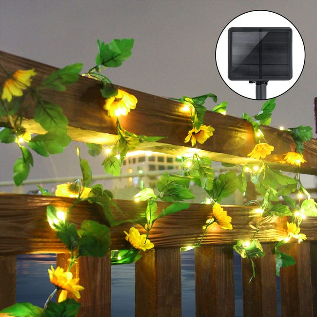 Catena luminosa solare, 50 LED, 5 metri, catena luminosa artificiale a forma di girasole, impermeabile, adatta per giardini e balconi | Leroy Merlin Catena luminosa solare, 50 LED, 5 metri, catena luminosa artificiale a forma di girasole, impermeabile, adatta per giardini e balconi | Leroy Merlin