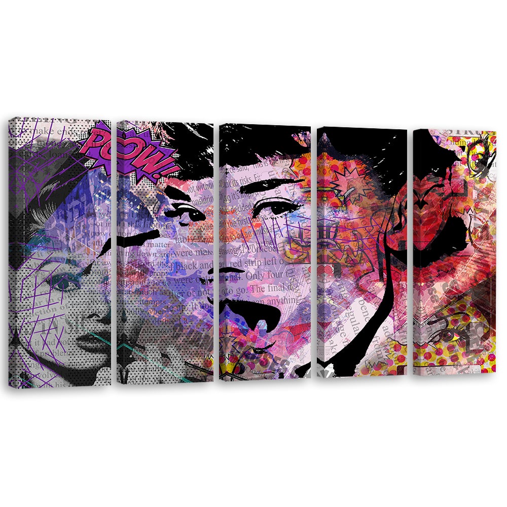 Obraz 5 częściowy na płótnie, Audrey Hepburn 100x70