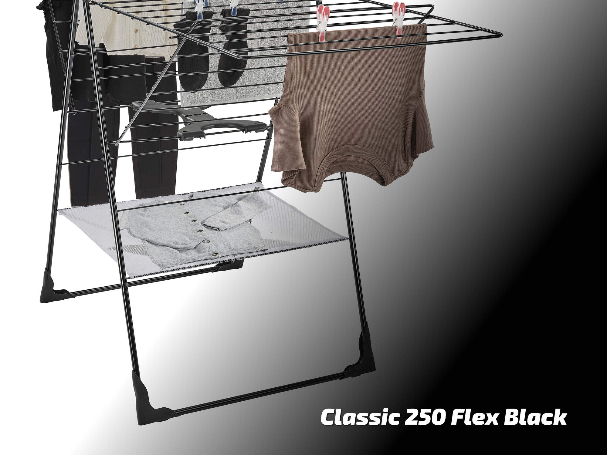 Leifheit étendoir à linge Classic 250 Flex Black 81472, séchoir à linge stable 25m d'étendage, hauteur réglable, noir - 5