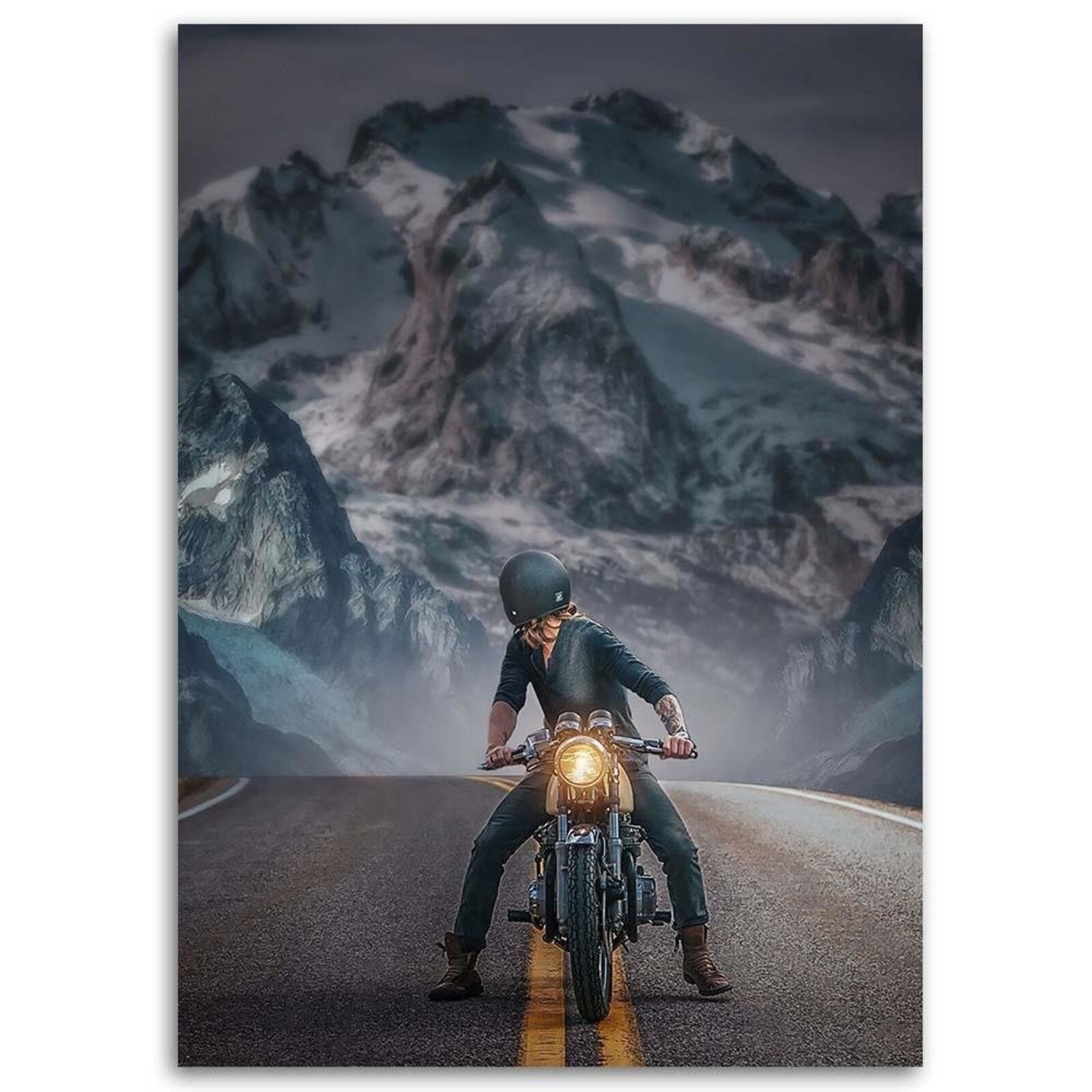 Tableau motard sur la route - 70 x 100 cm - 2