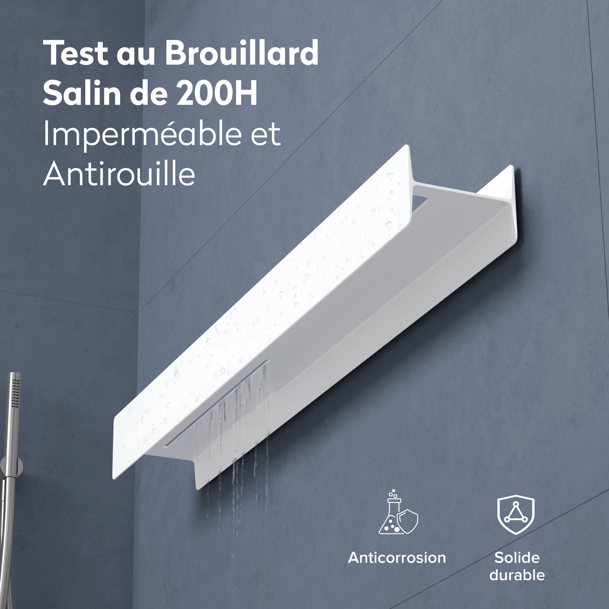 doporro Serviteur de Douche Mural Amovible avec Porte-Serviettes Étagère Douche Blanc Mat Organisateur de Toilettes pour Salle de Bain Reglo-03 - 3