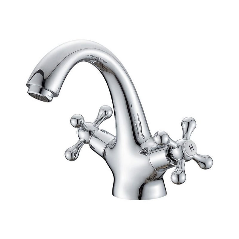 Bateria łazienkowa w stylu retro. Bateria łazienkowa w stylu vintage, wykończenie w kolorze srebrnym i chromowanym.