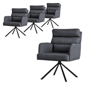 Lot De 4 Chaises De Bureau Pivotantes Ergonomiques - Design Minimaliste, Pieds Métal, Gris, Pour Salle De Réunion